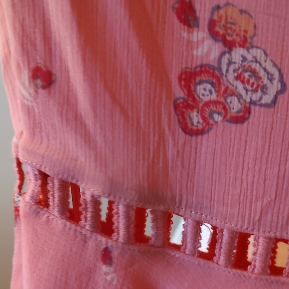 FREE PEOPLE Coral Cut Out Fit and Flare Flowy Midi DRESS SIZE 4 Like New! - Picture 6 of 10